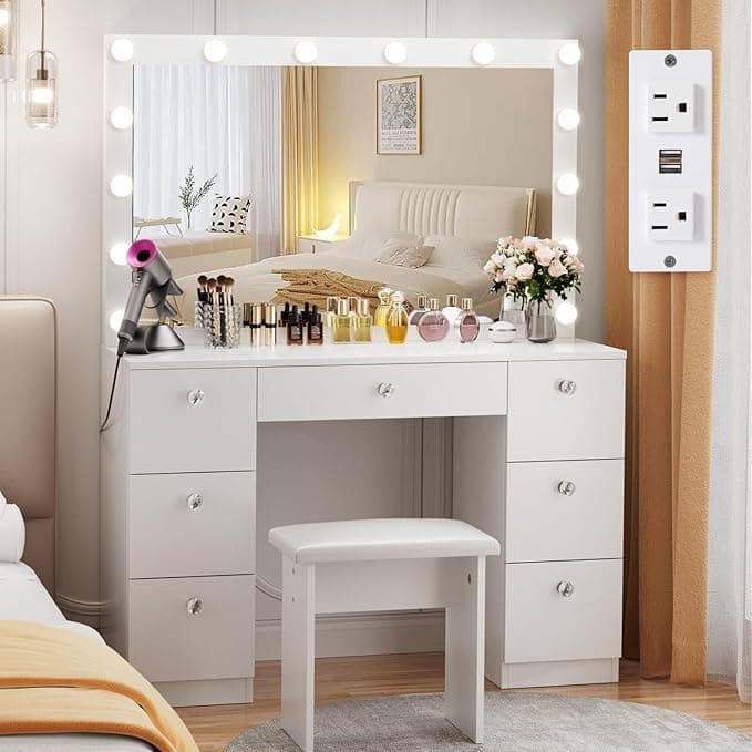 Vanity with Lighted Mirror